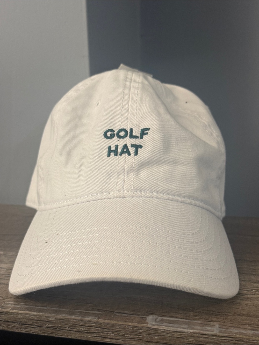Mighty Fine White Cap with Green 'GOLF HAT' Embroidery